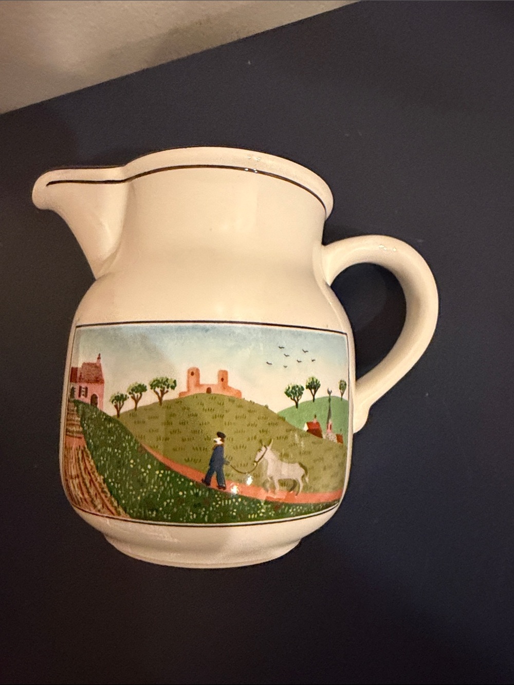 Villeroy & Boch Cream Pitcher with Pastoral Landscape Panel